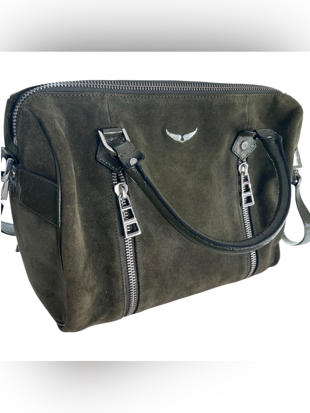 Zadig & Voltaire Sunny Suede Bag Olive Green Leather Satchel